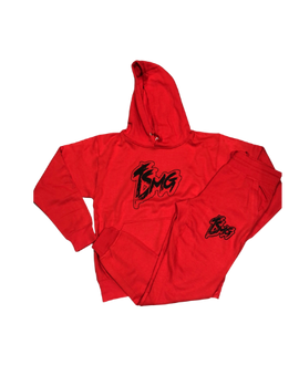 Red "TrackStarzMusicGroup" Jogger Suit