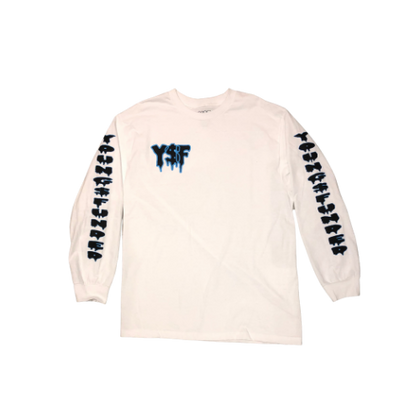 White&Blue "Young$Funded" Long sleeve